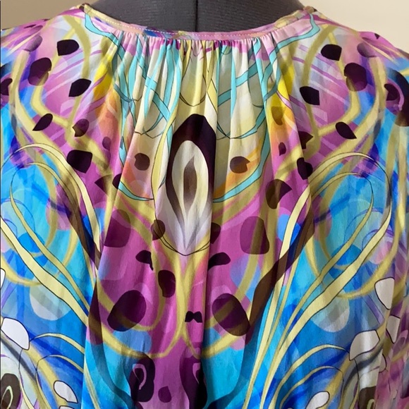 Silk Print Peplum Blouse - Picture 2 of 8